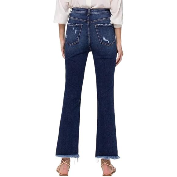 Vervet by Flying Monkey HR Distressed Hem Kick Flare Jeans - T5414 - Size 31 - Picture 2 of 6